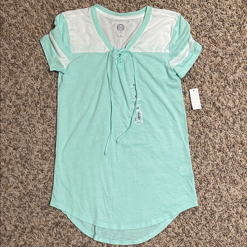 SO Mint and White Short Sleeve Tee